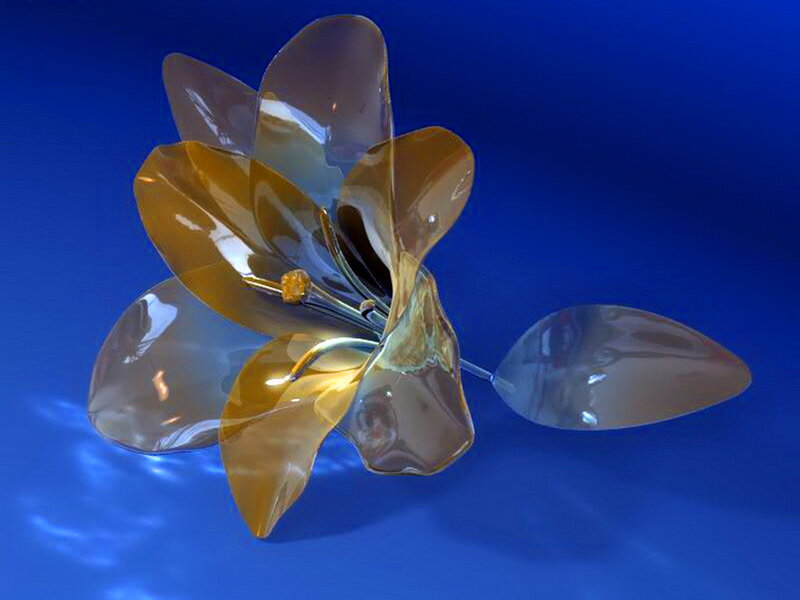 Glass Flower Sculpture — Blue