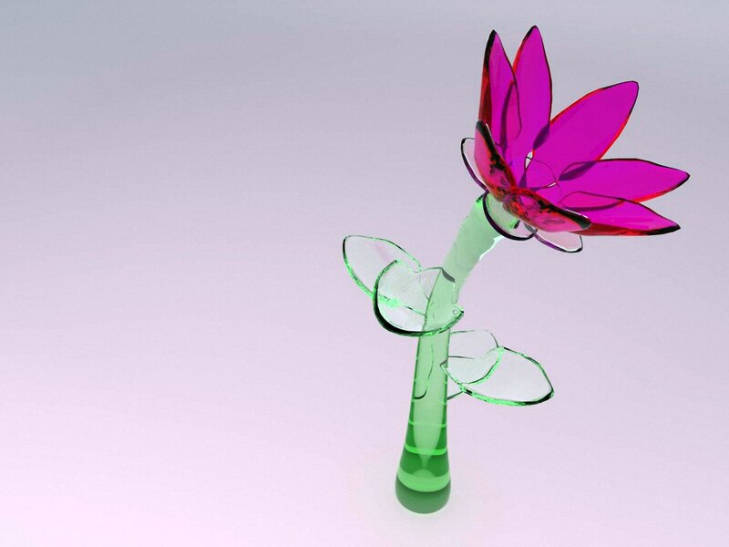 Glass Flower Sculpture — Green, Serene