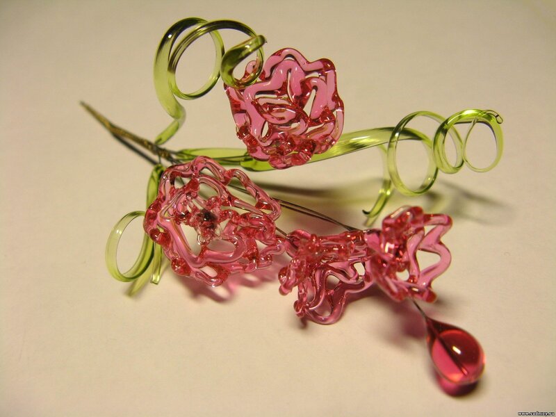 Glass Flower Sculpture — Pink