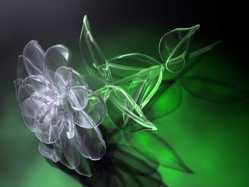 Glass Flower with Leaves