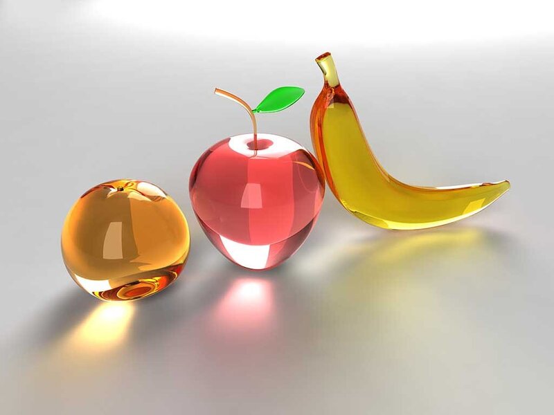Glass Fruit Sculpture — Red, Calm, 3d Render