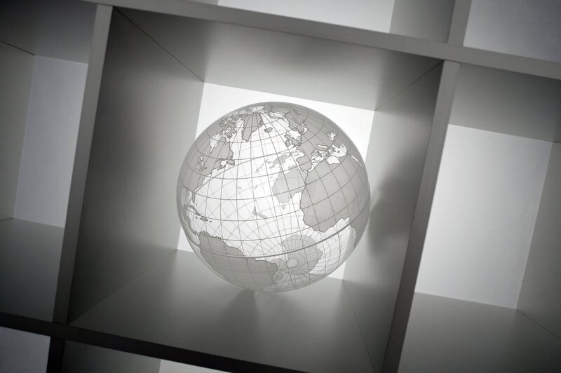 glass globe in a shelf