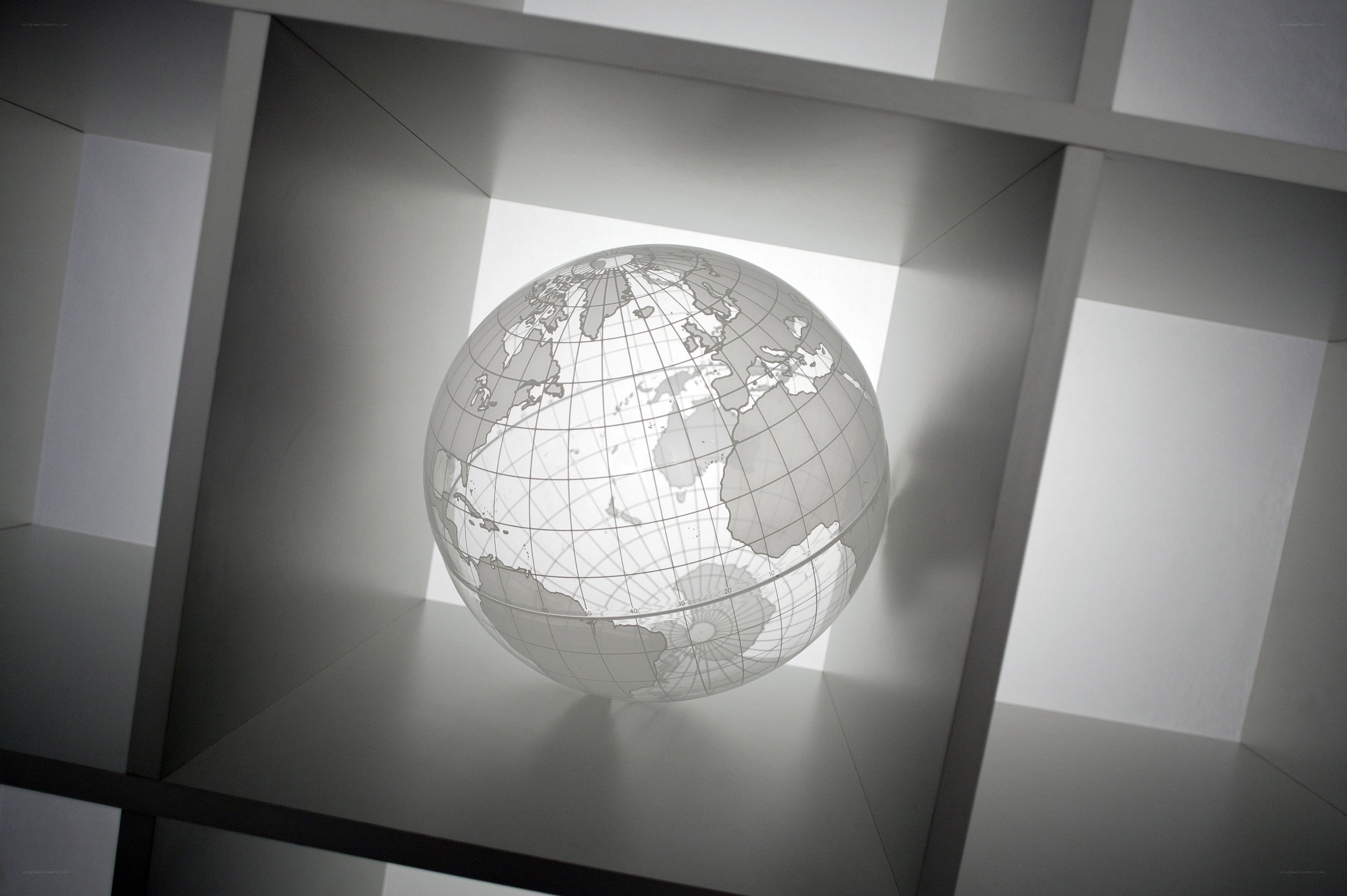 glass globe in a shelf