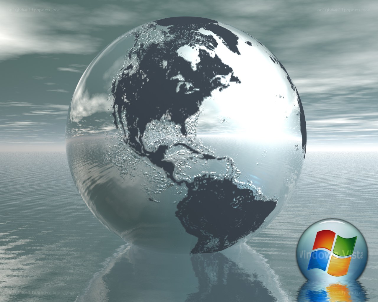 glass globe over ocean