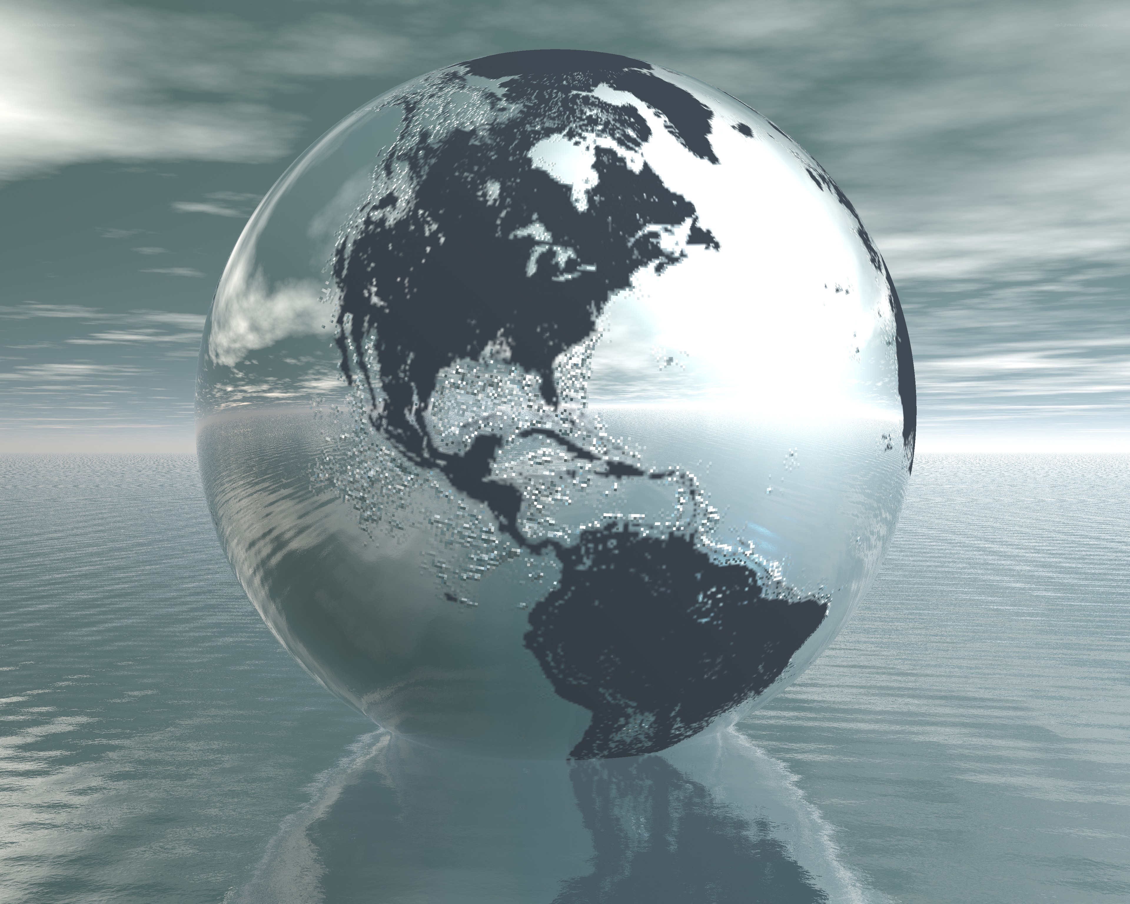 glass globe over ocean