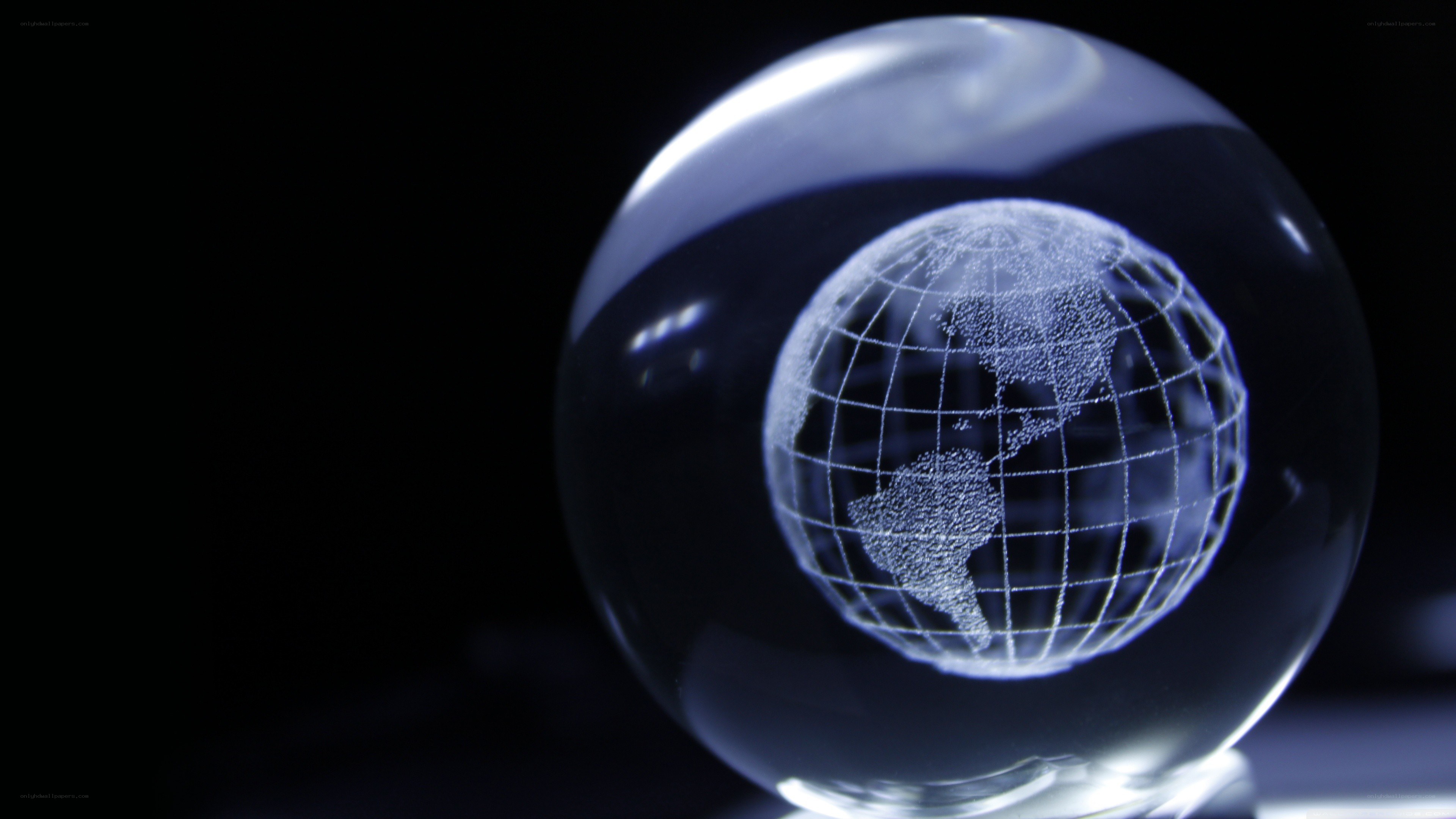 glass globe with etched earth