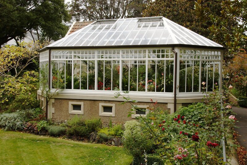 Glass Greenhouse in Garden