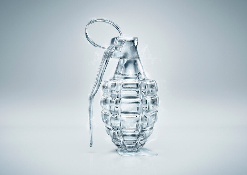 glass grenade sculpture