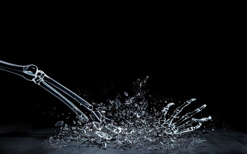 glass hand shattering