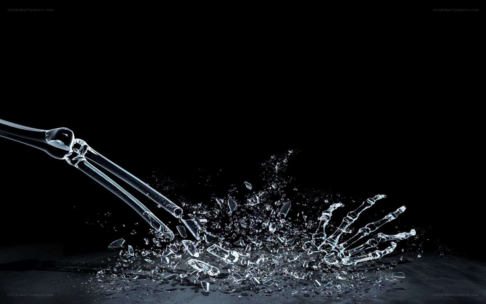glass hand shattering