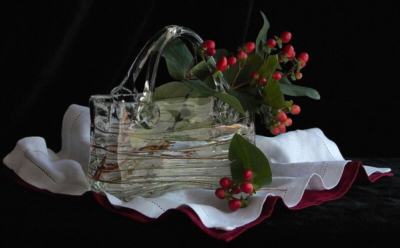 Glass Handbag with Berries