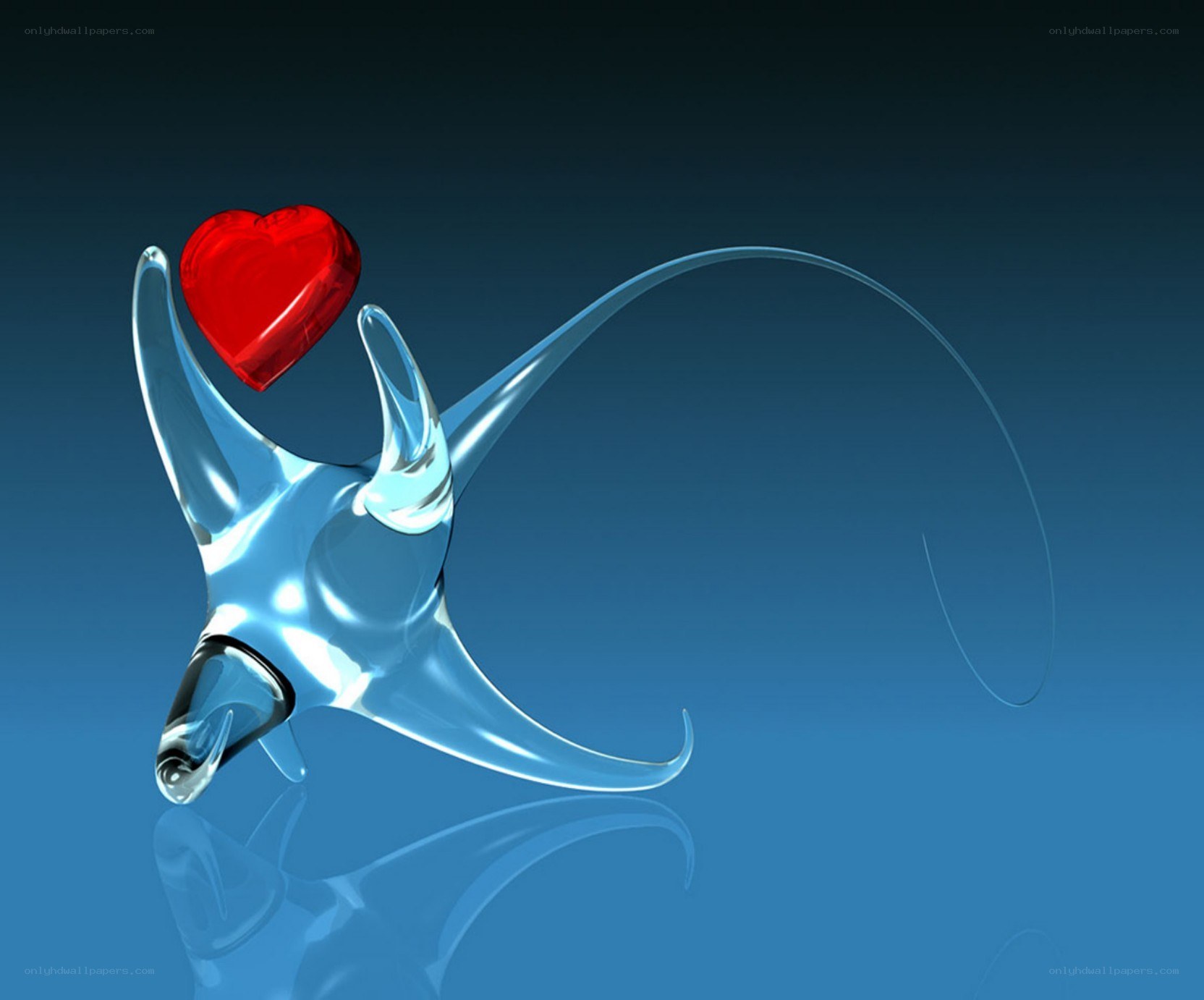 Glass heart sculpture