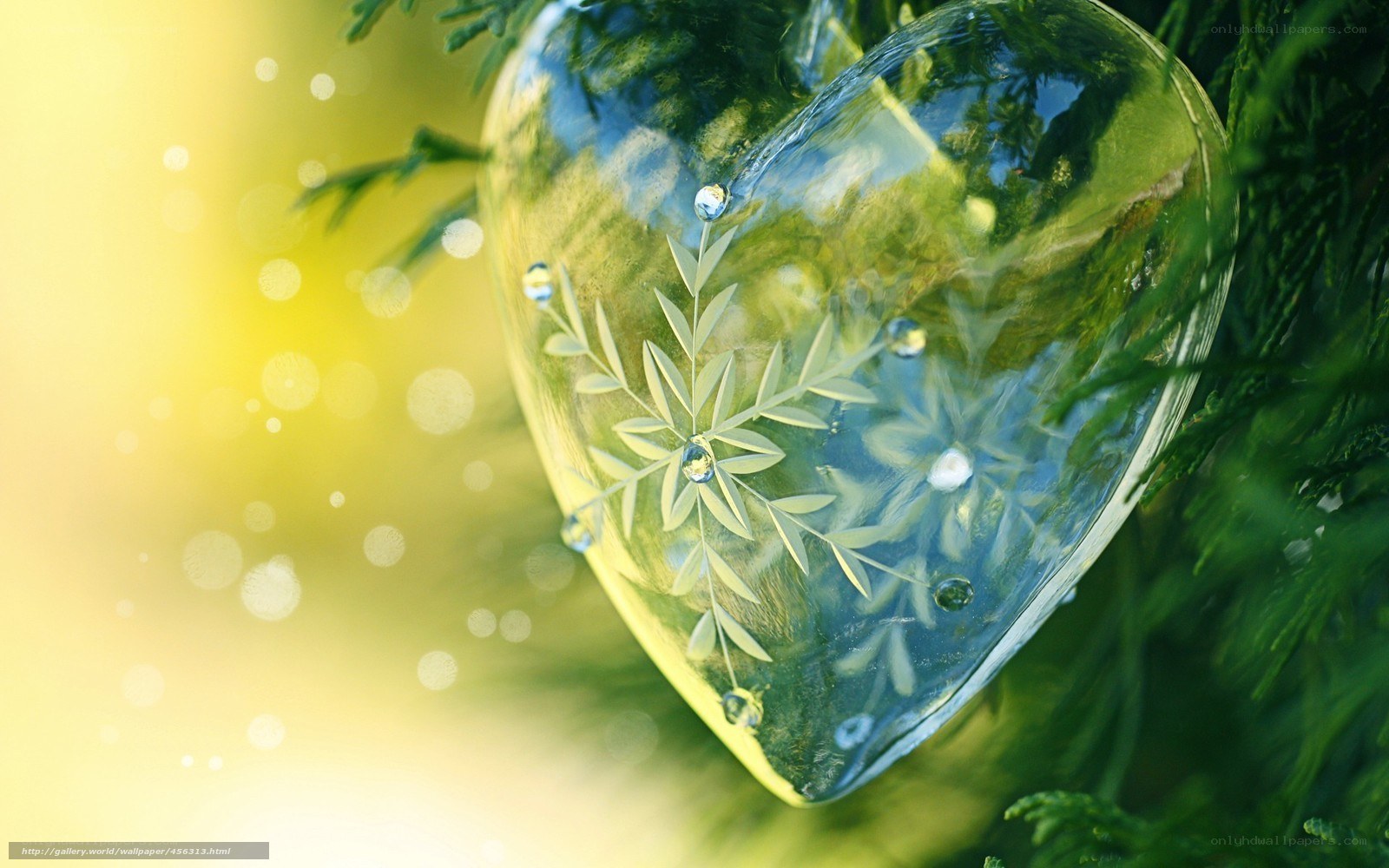 glass heart with dew drops
