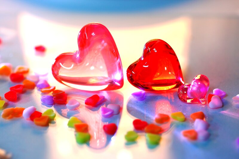 Glass Hearts on Surface