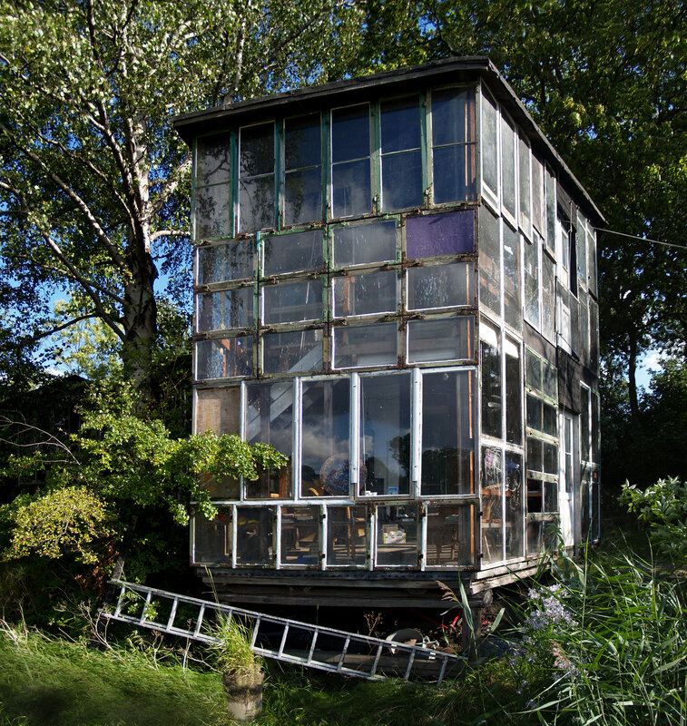 glass house in garden