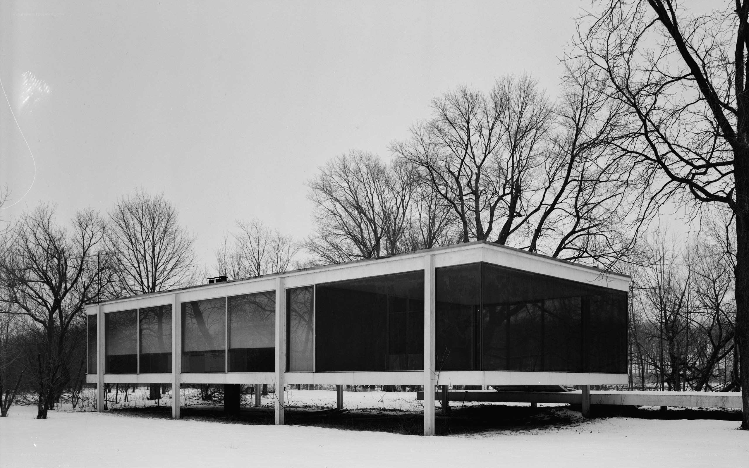 Glass House in winter