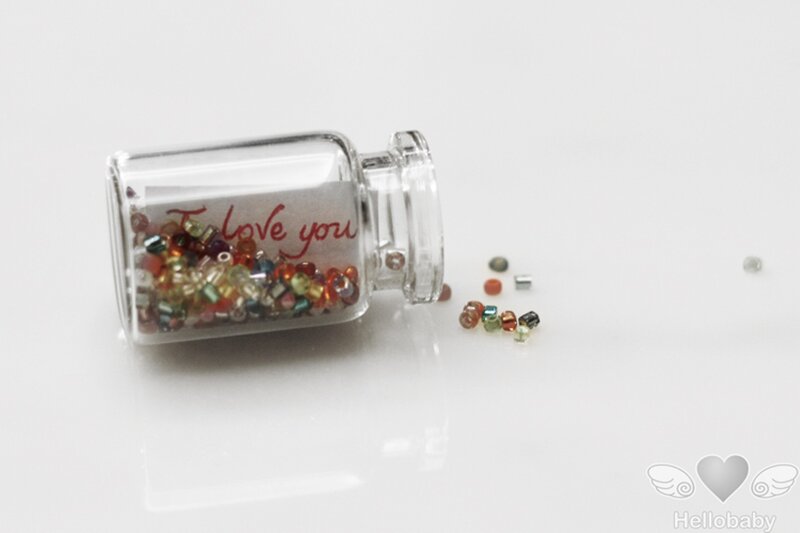 Glass Jar with Beads — White