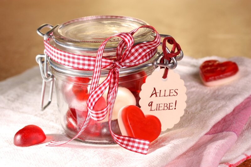 Glass Jar with Heart Candies