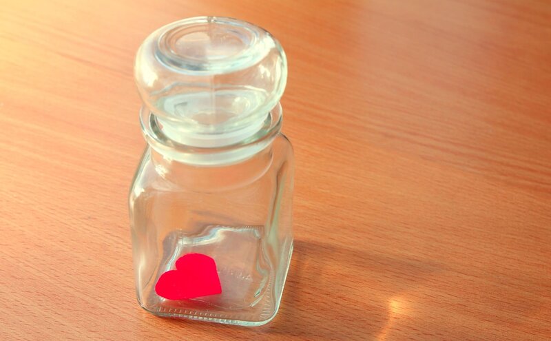 Glass Jar with Heart — Red, Calm