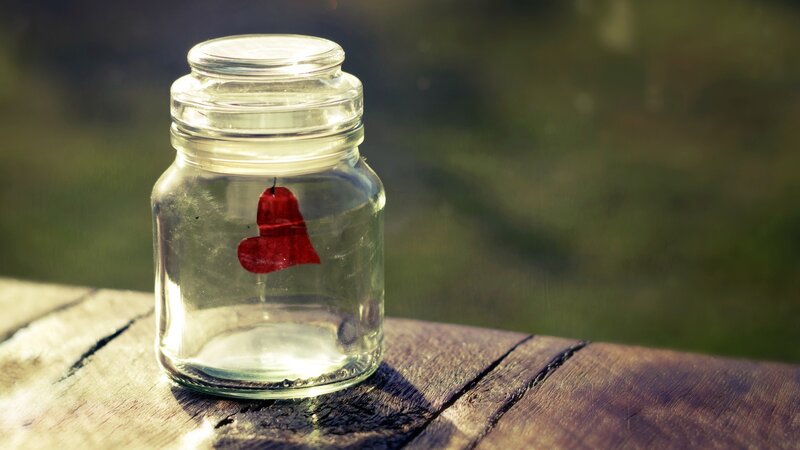 Glass Jar with Red Heart — Serene