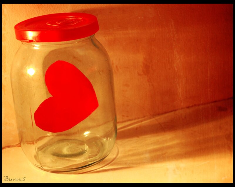 Glass Jar with Red Heart — Warm