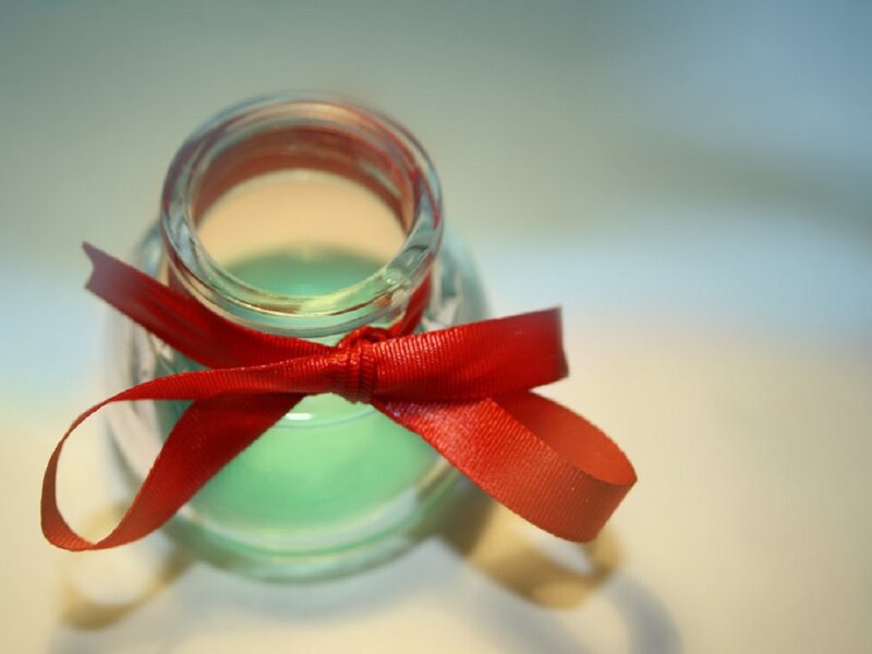 Glass Jar with Red Ribbon