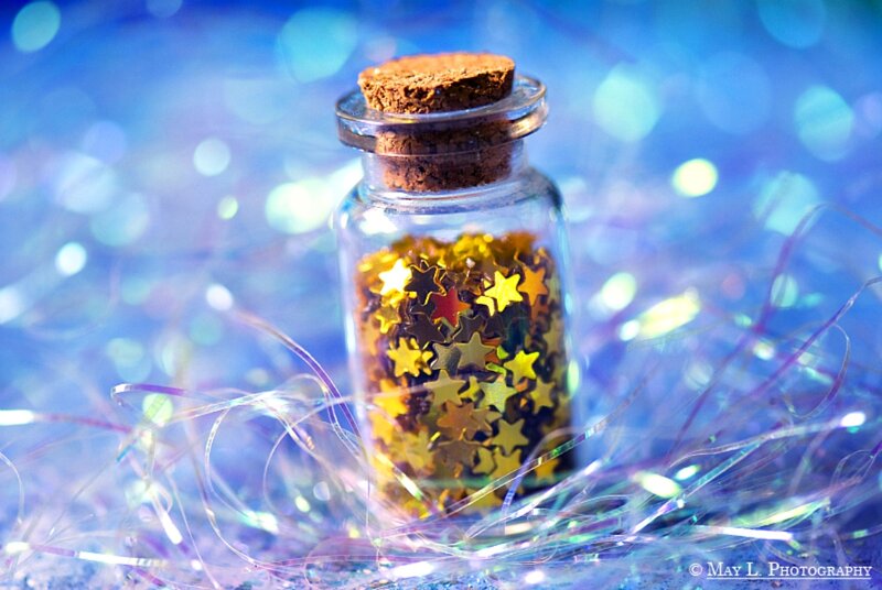 Glass Jar with Star Glitter