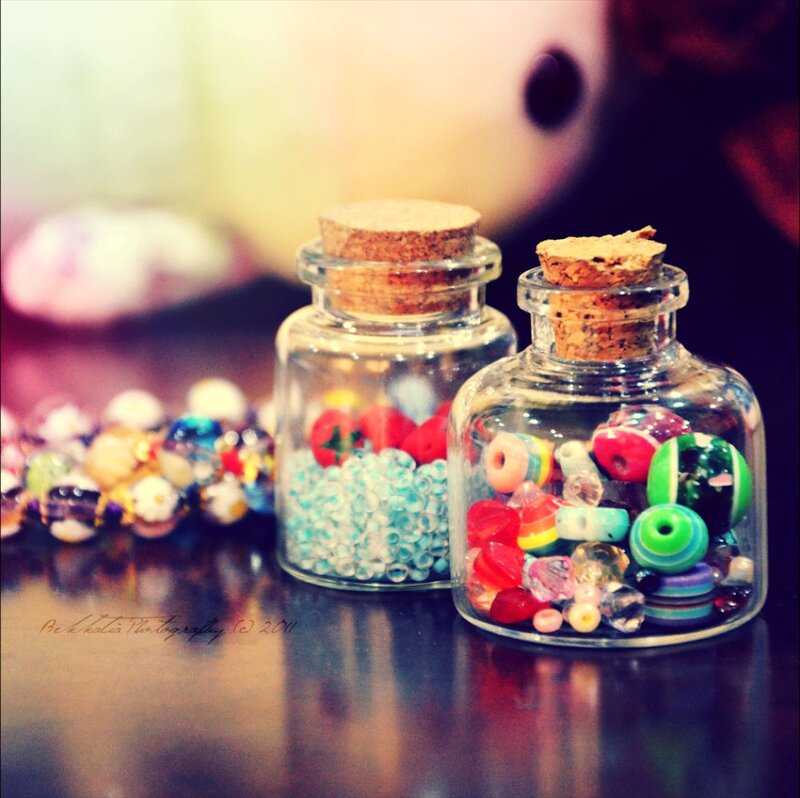 Glass Jars with Beads