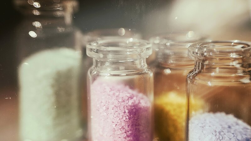 Glass Jars with Colored Salts