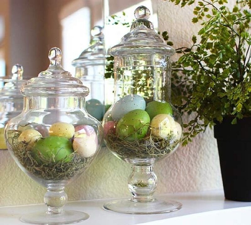 Glass Jars with Eggs