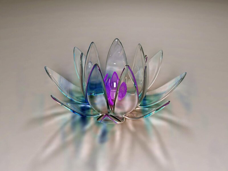 Glass lotus flower sculpture