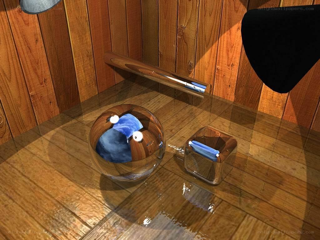 glass objects on wooden floor