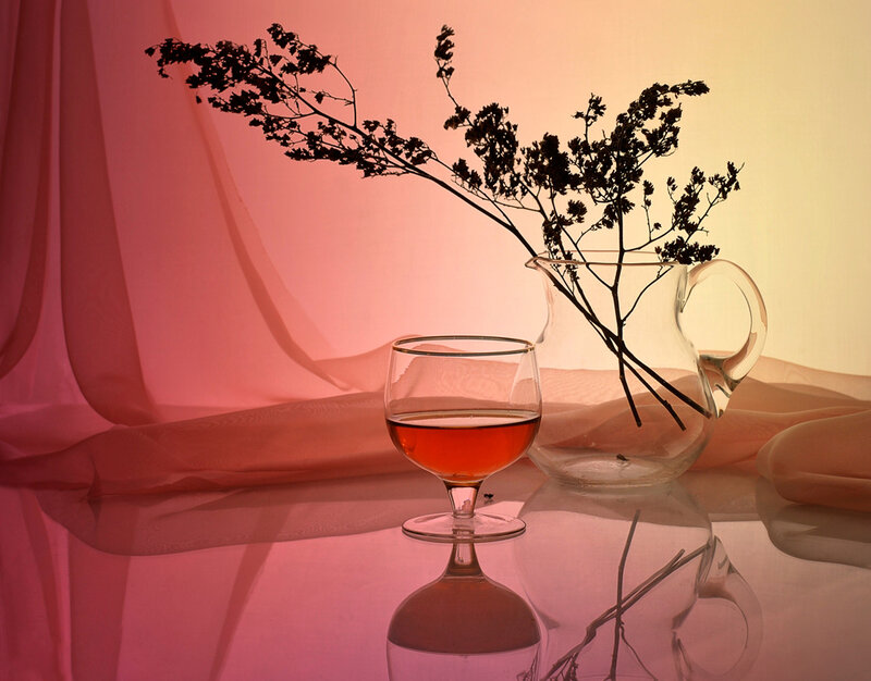 Glass of Amber Liquid — Pink