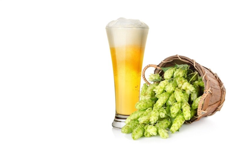 Glass of Beer with Hops — Yellow