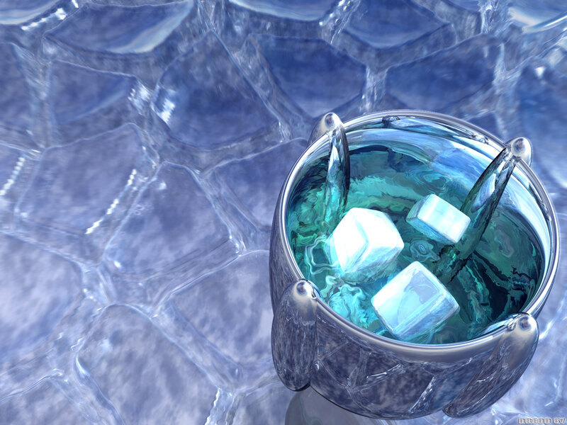 glass of blue drink with ice