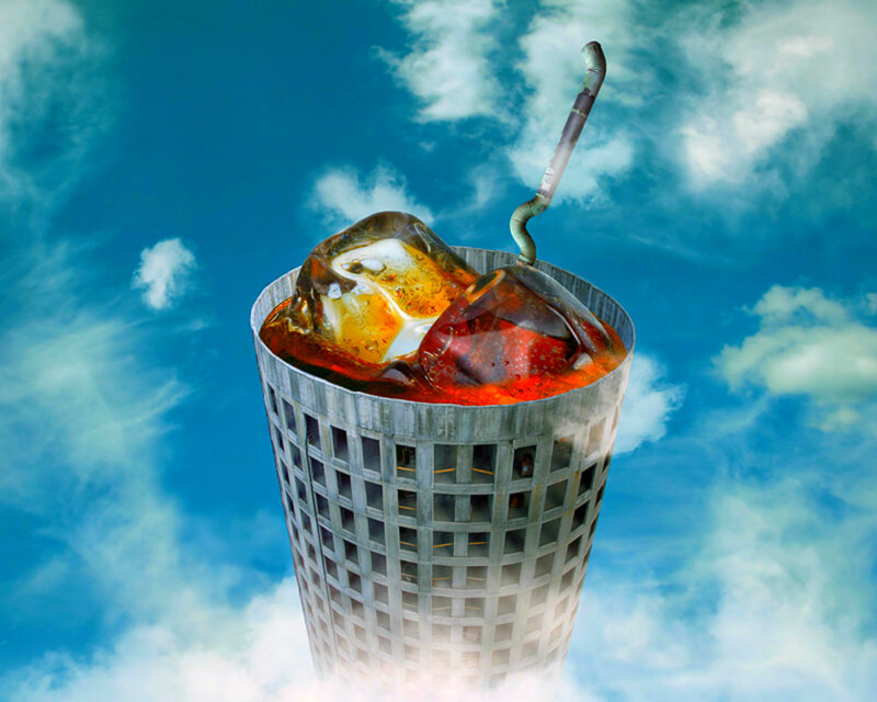 Glass of Cola with Ice — Blue