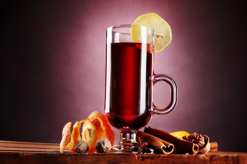 Glass of Mulled Wine — Red, Dramatic