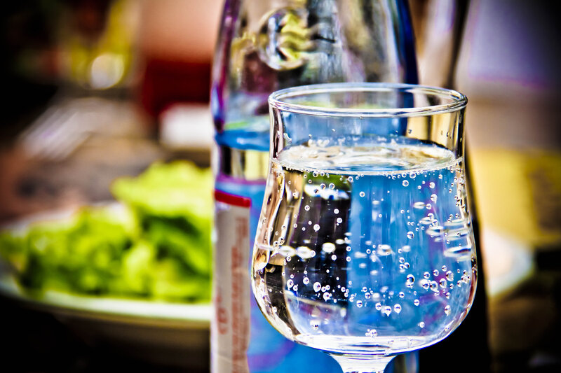 Glass of Sparkling Water — Blue