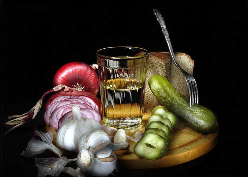 Glass of Vodka with Food