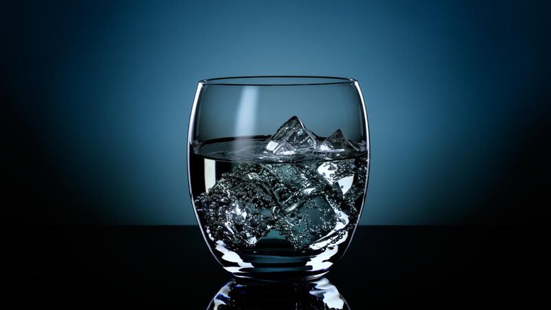 Glass of Water with Ice — Blue