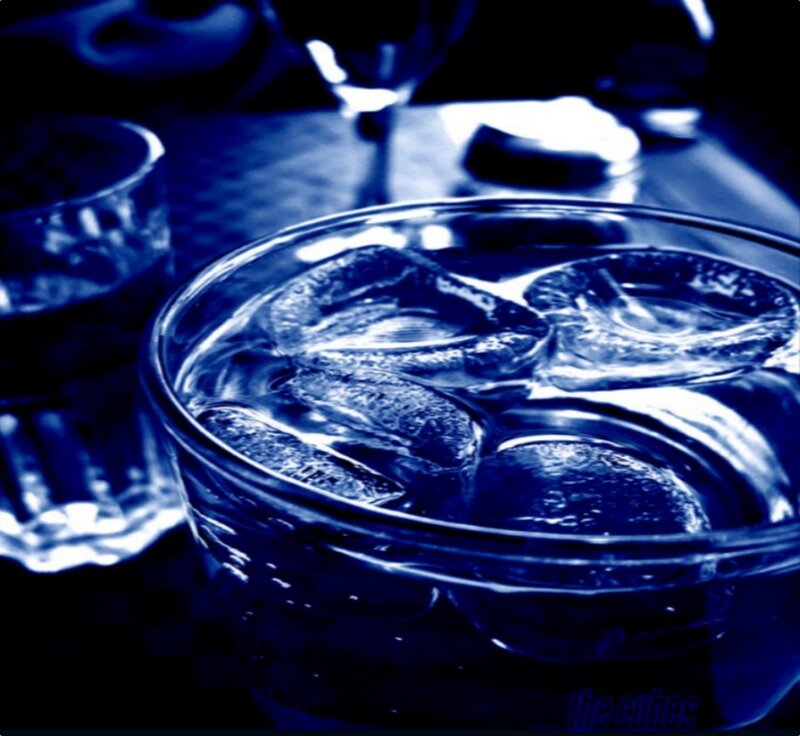 glass of water with ice cubes