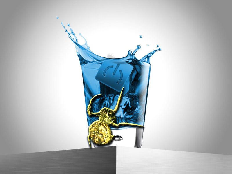 glass of water with splashing effect