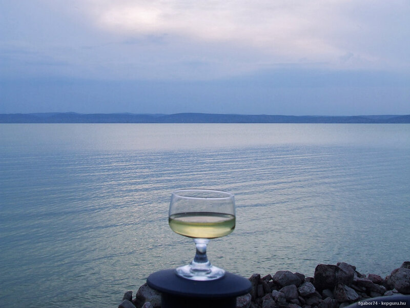 Glass of White Wine — Blue