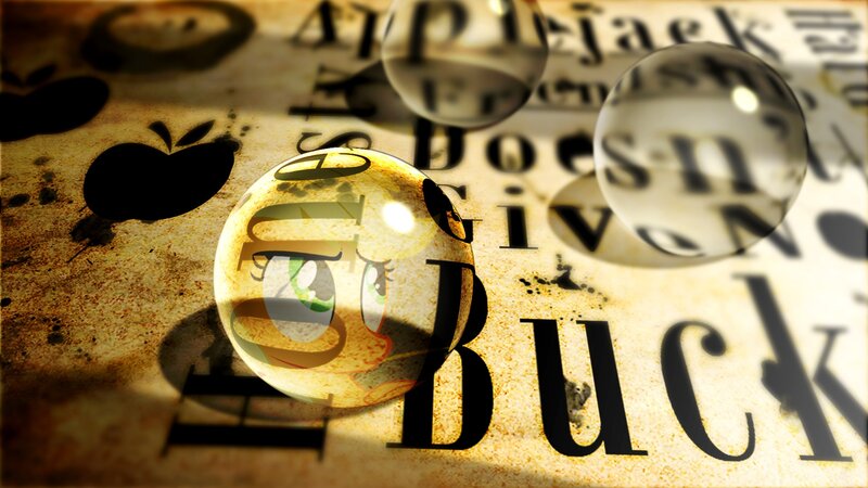 glass orbs on text background
