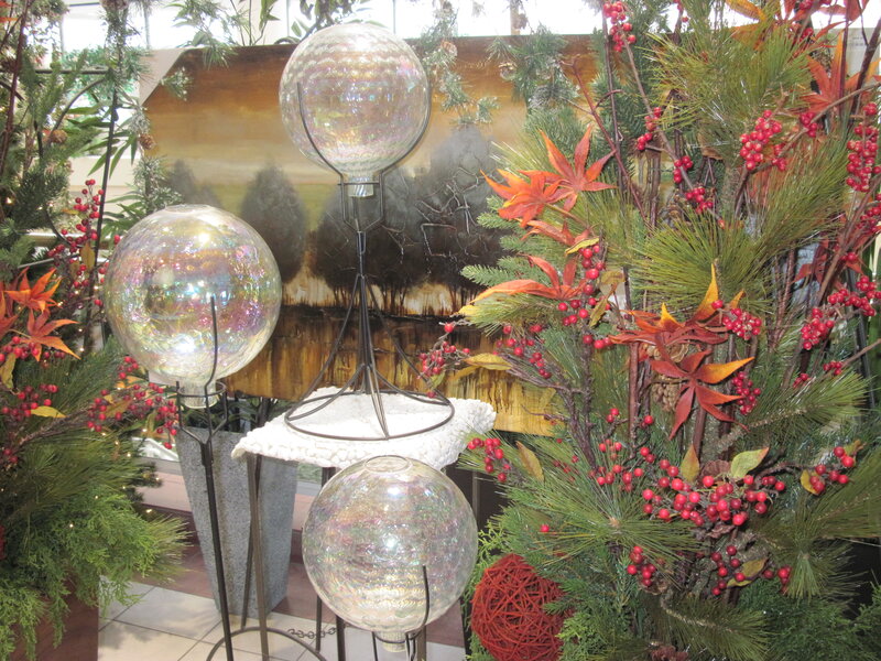 Glass Orbs with Foliage