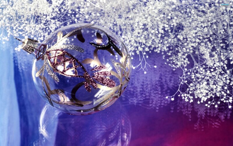 Glass Ornament with Glitter — Blue, Festive