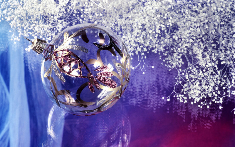 Glass Ornament with Glitter — Blue