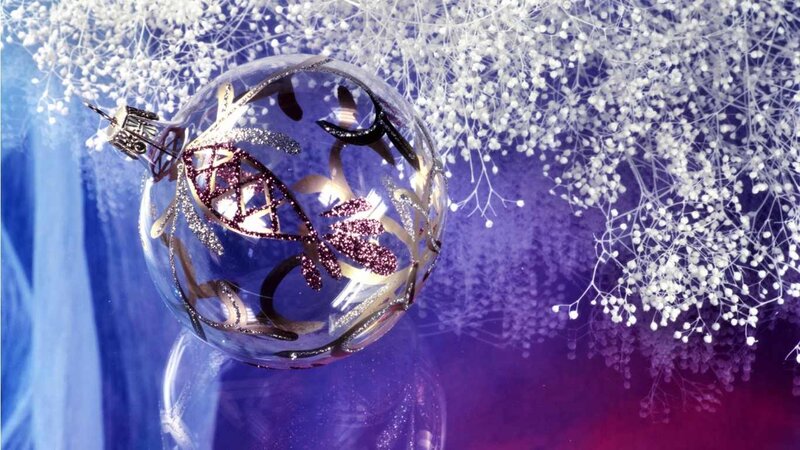 Glass Ornament with Glitter — Purple