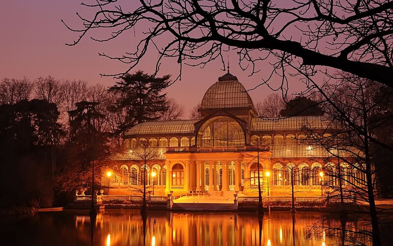 Glass Pavilion at Night — Purple