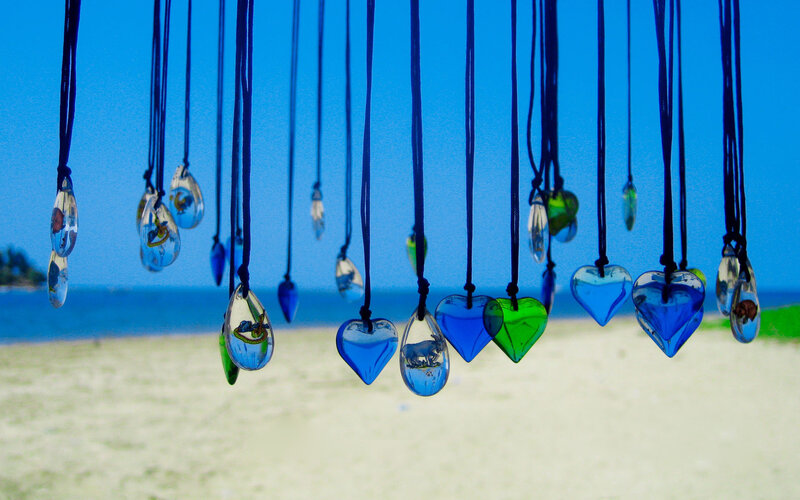 Glass Pendants on Beach
